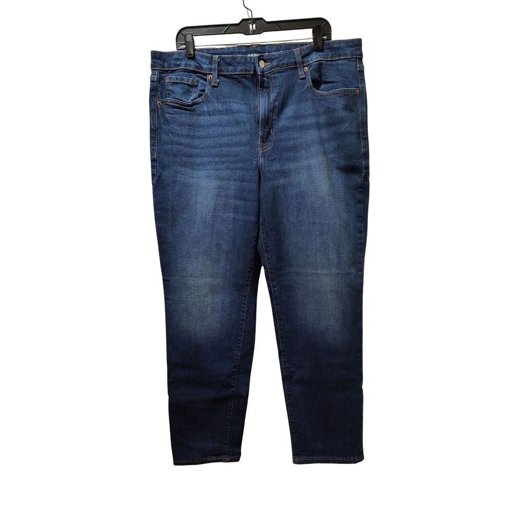 Old Navy OG Straight Jeans Women 16 Tall Blue Dark Rinse Stretch Denim 38x30